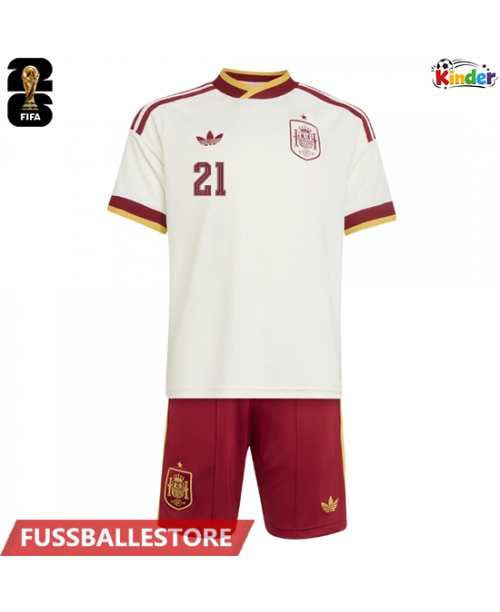 Günstige Spanien Mikel Oyarzabal #21 Auswärts Trikotsatzt Kinder WM 2026 Kurzarm (+ Kurze Hosen)